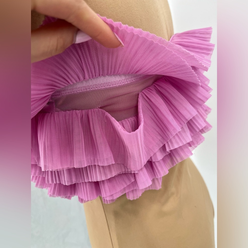 Zara pink ruffle tulle strapless crop top S party Barbiecore Y2K coquette - Picture 12 of 13